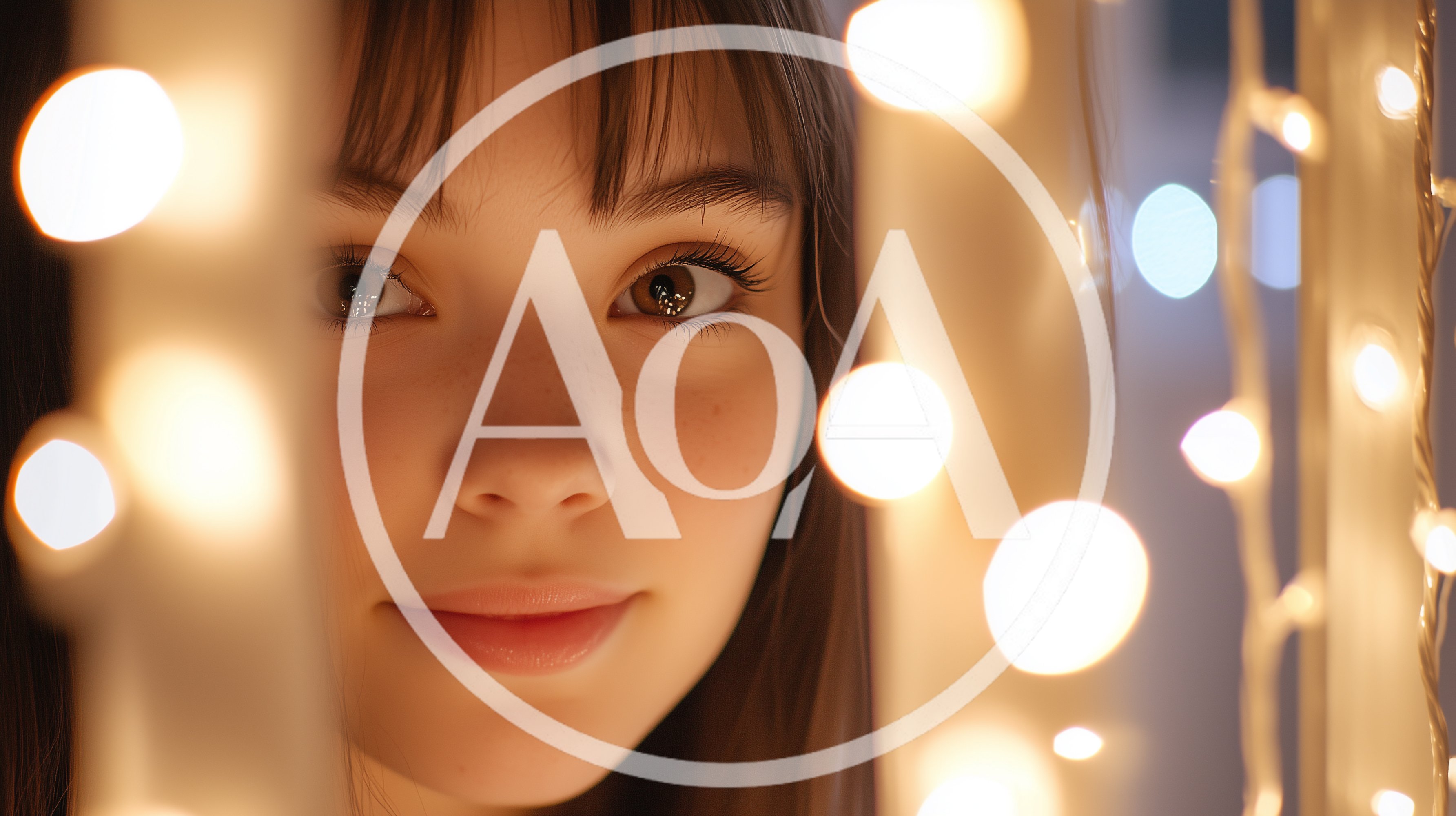 Close Up Portrait Of A Young Woman With Bokeh Lights