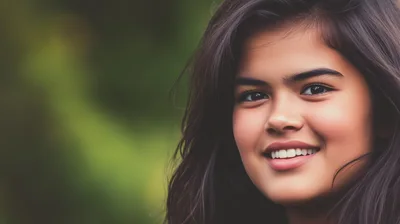 Portrait Of A Smiling Young Woman Outdoors