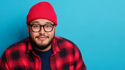 Portrait Of A Man Wearing A Red Beanie