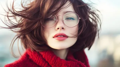 Portrait Of A Young Woman With Windblown Hair