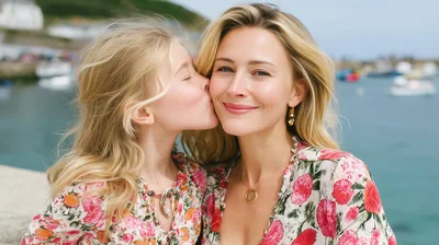 Mother and Daughter Sharing a Tender Kiss