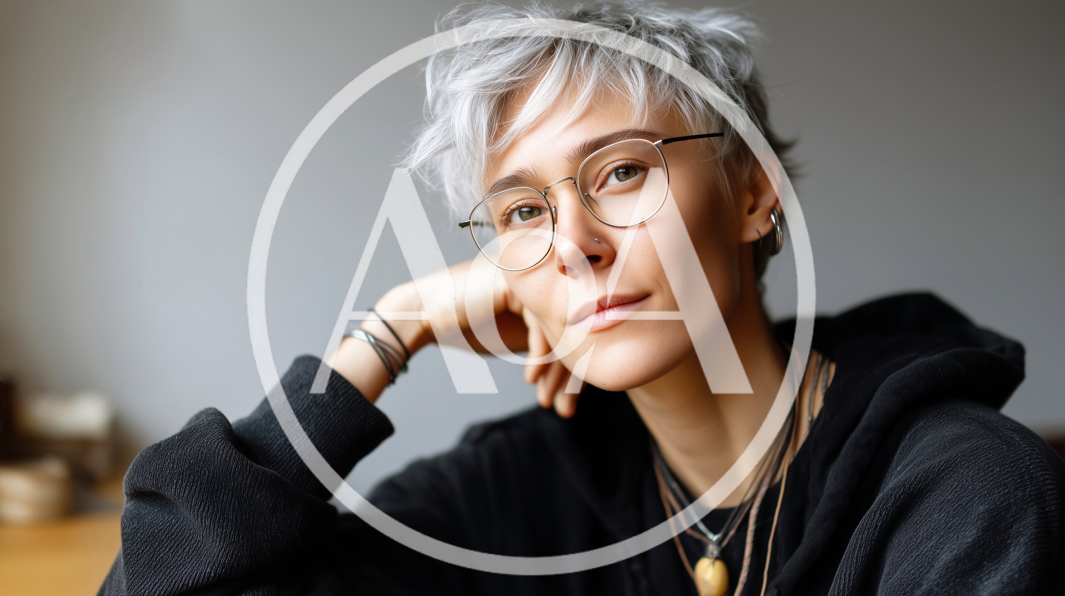 Portrait Of A Young Person With Short Silver Hair