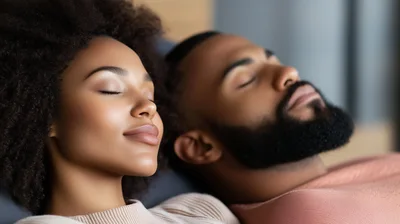 Young Black Couple Sleeping Peacefully Together