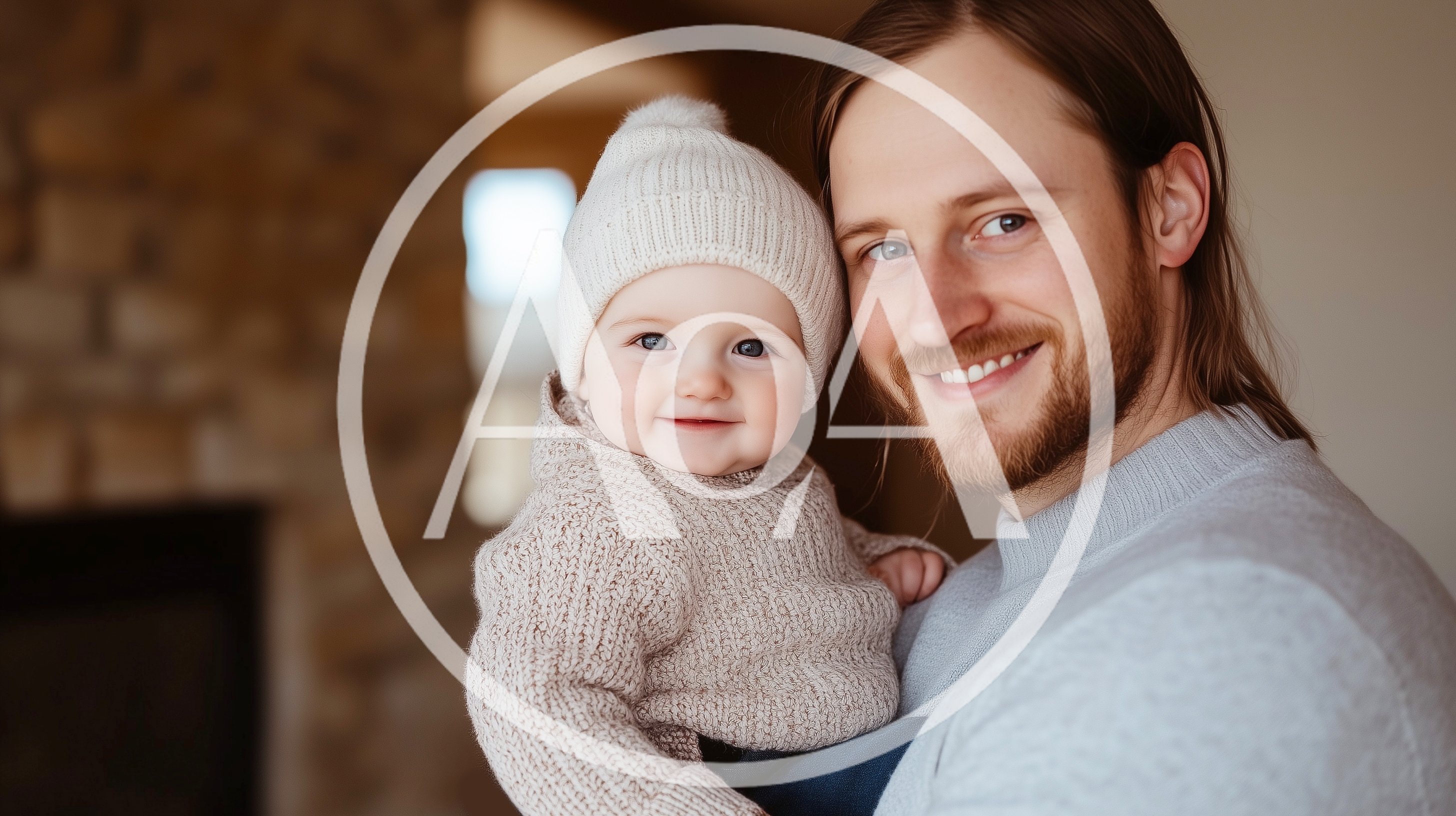 Father Holding His Smiling Baby Daughter Indoors