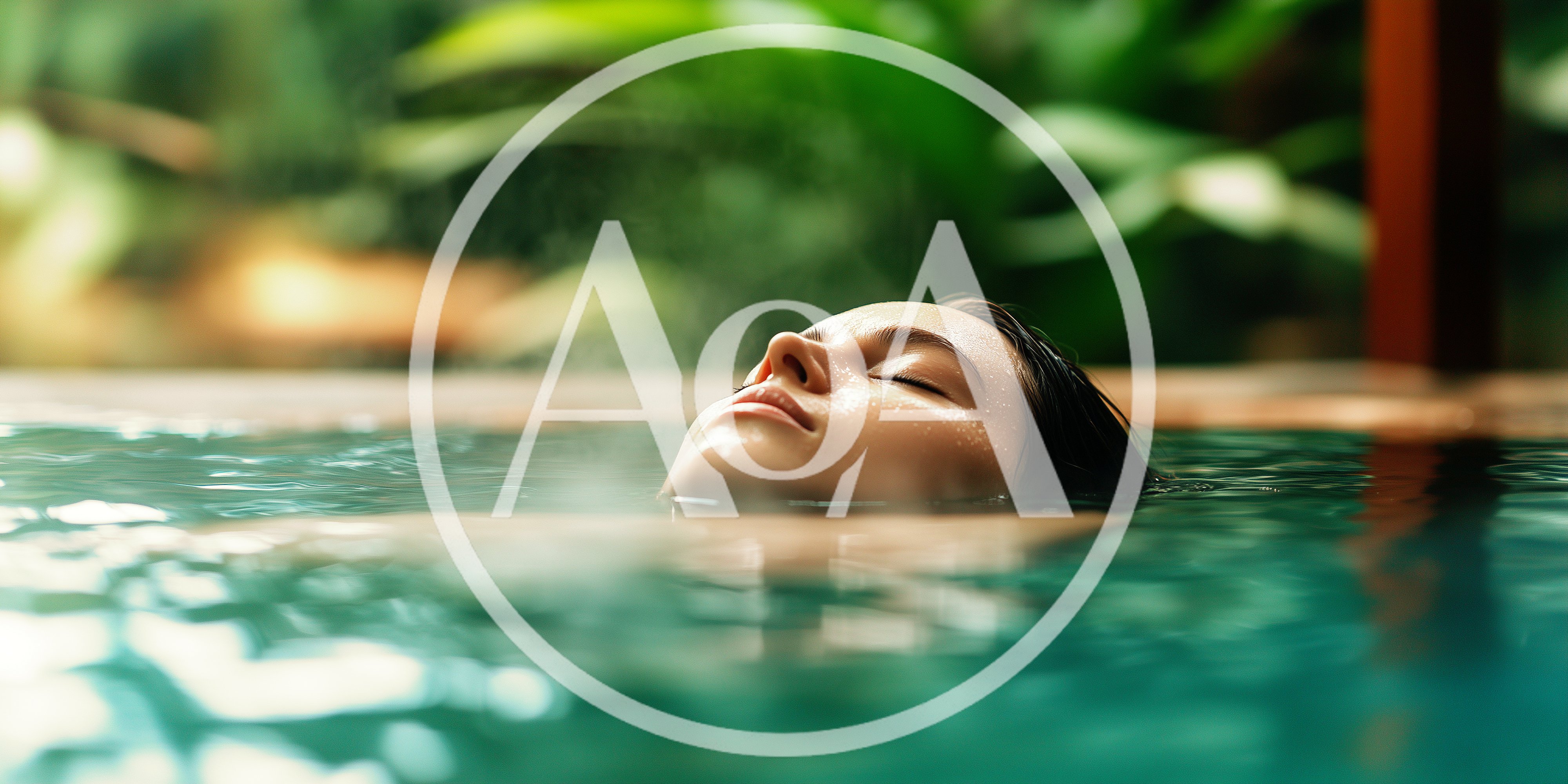 Woman Relaxing In A Steamy Tropical Hot Spring