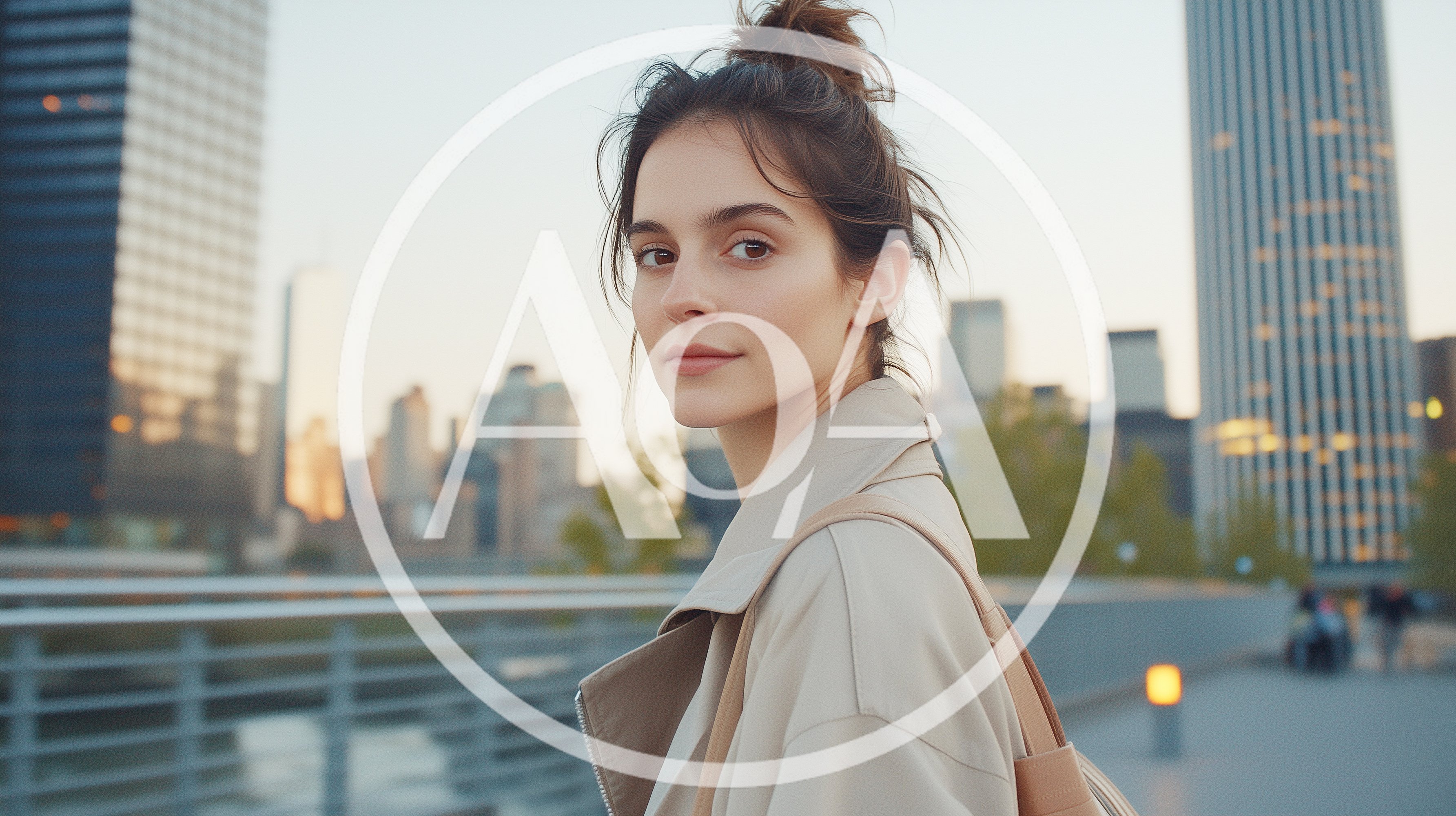 Young Woman Looking Back Over Shoulder in City