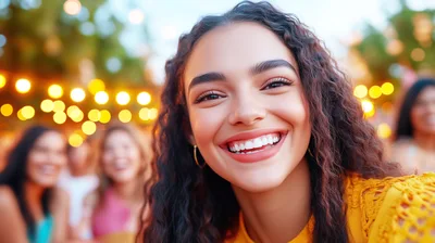 Young Woman Taking A Selfie At An Outdoor Party