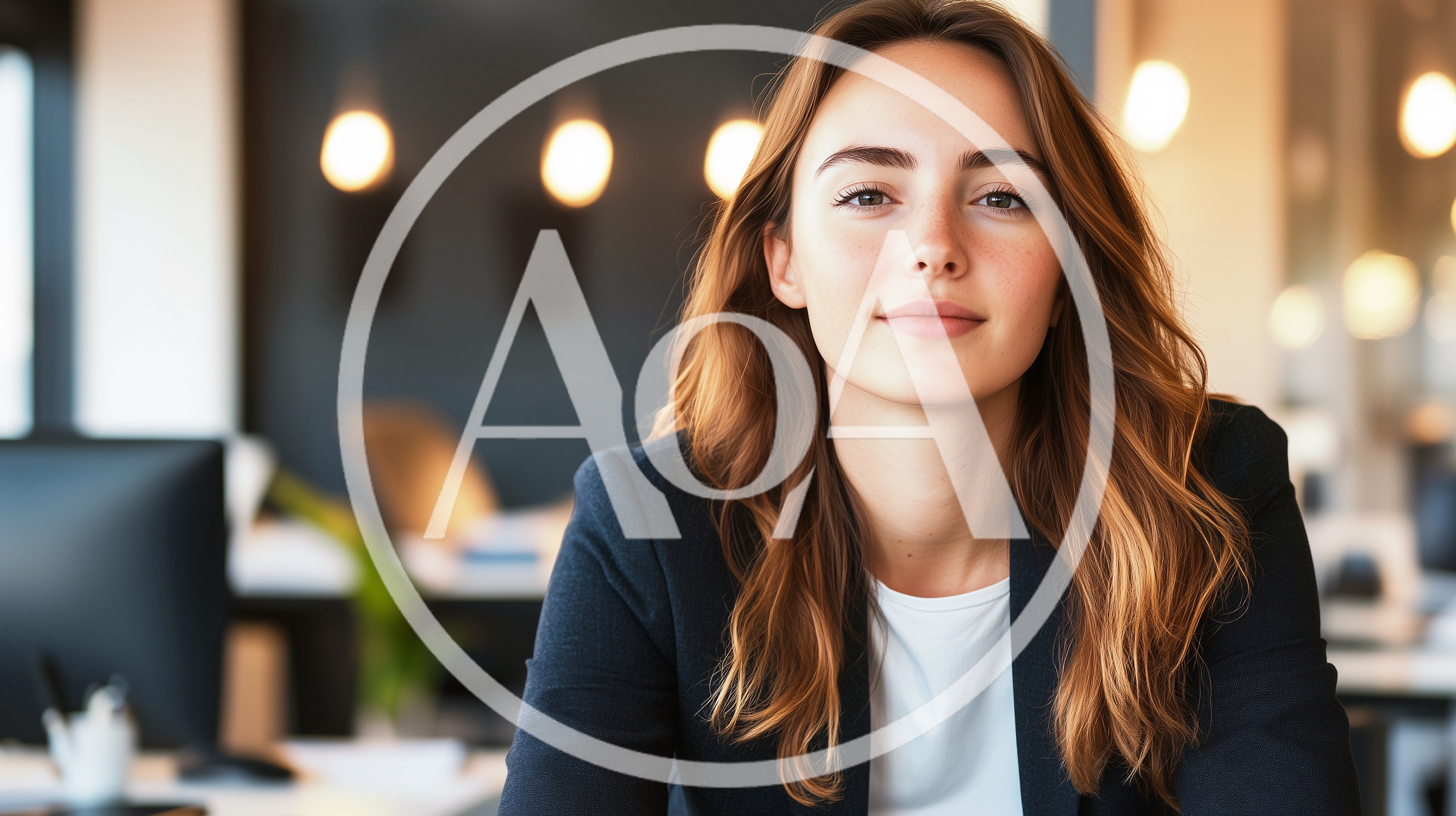 Professional Young Woman Smiling In Modern Office Setting