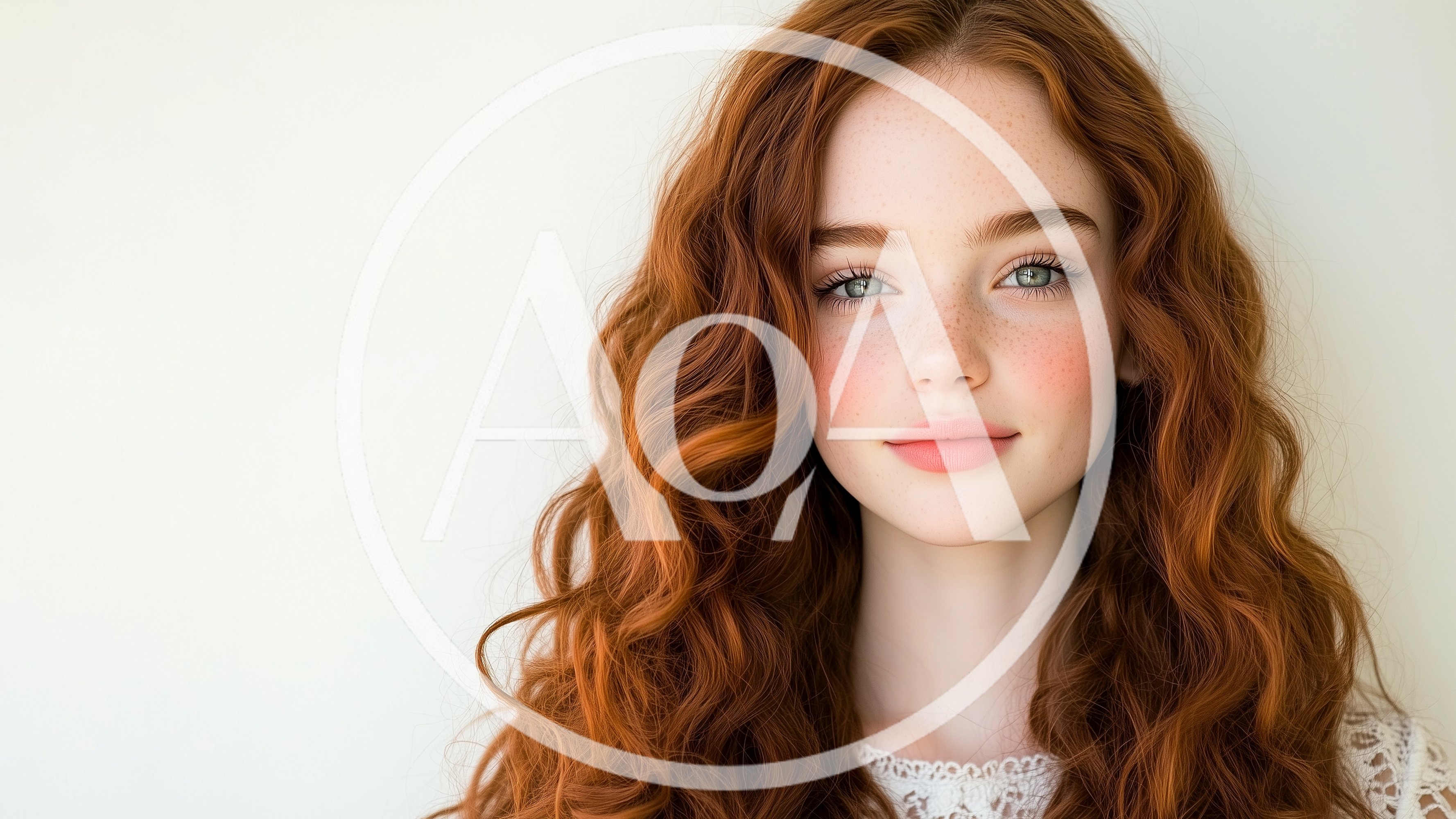 Portrait Of A Young Woman With Red Curly Hair