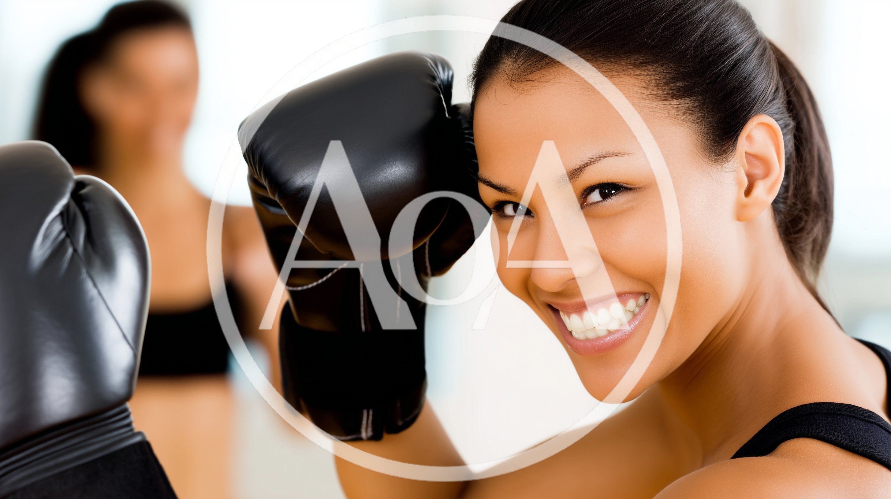 Smiling Woman Wearing Boxing Gloves In A Gym