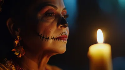 Mature Woman With Day Of The Dead Makeup