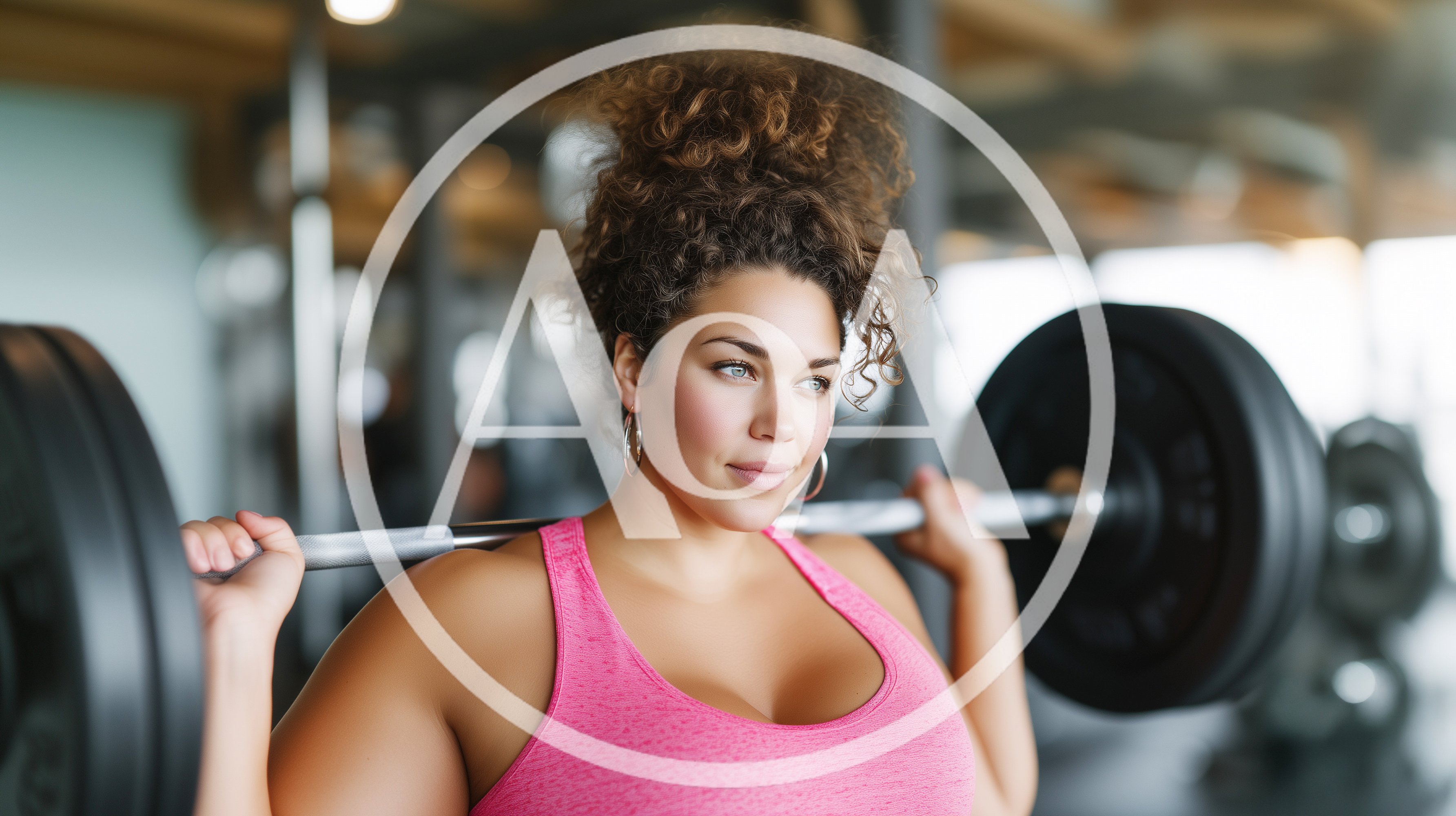 Plus Size Woman Performing Barbell Back Squats In Gym