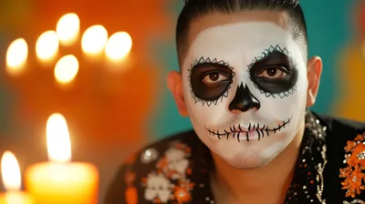 Man With Day Of The Dead Face Paint
