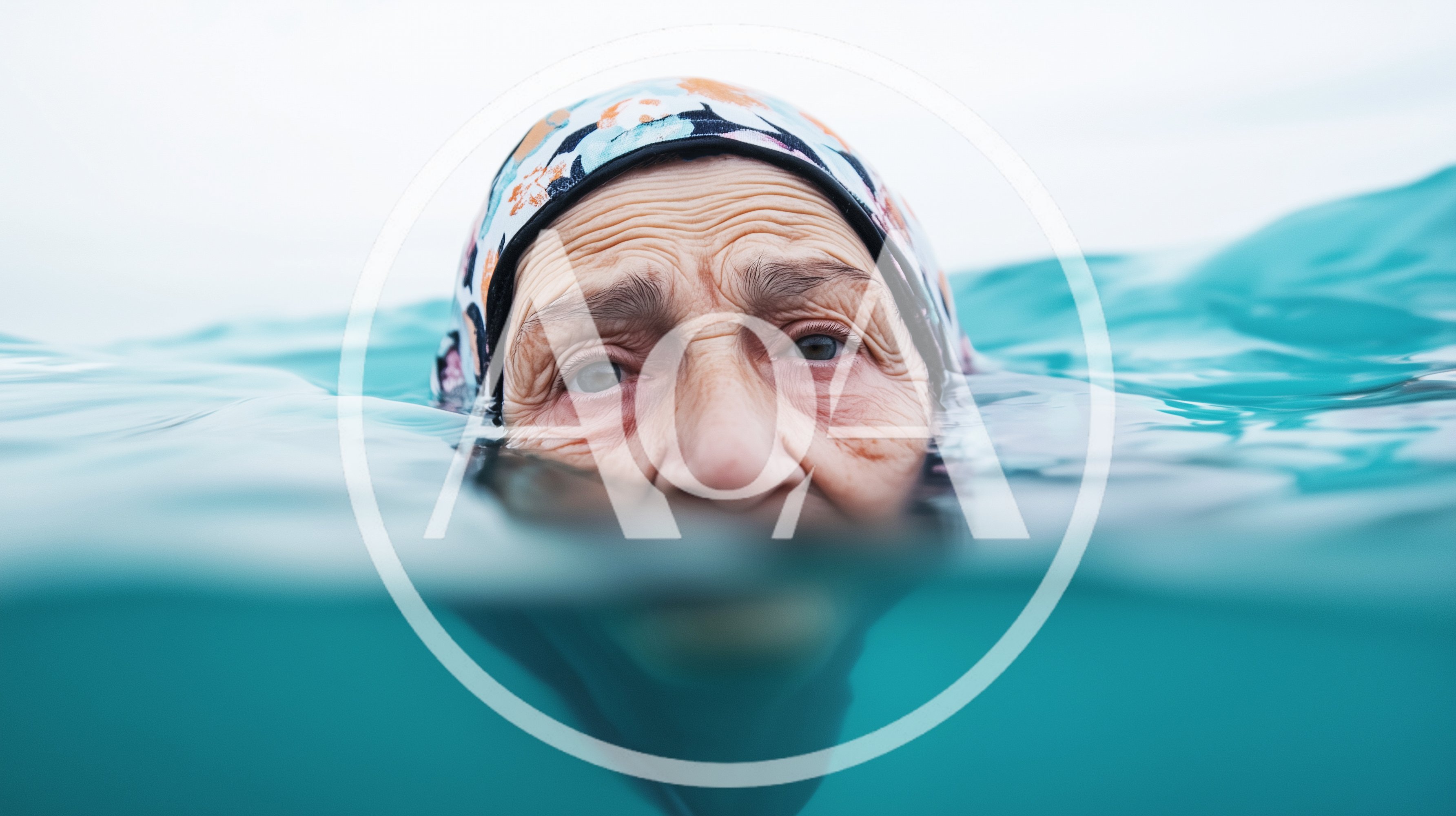 Elderly Woman Swimming In The Ocean