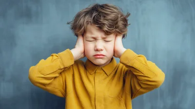 Young Boy Covering Ears With Hands