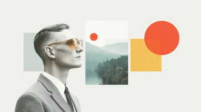 Surreal Portrait Of A Man With Geometric Graphic Elements
