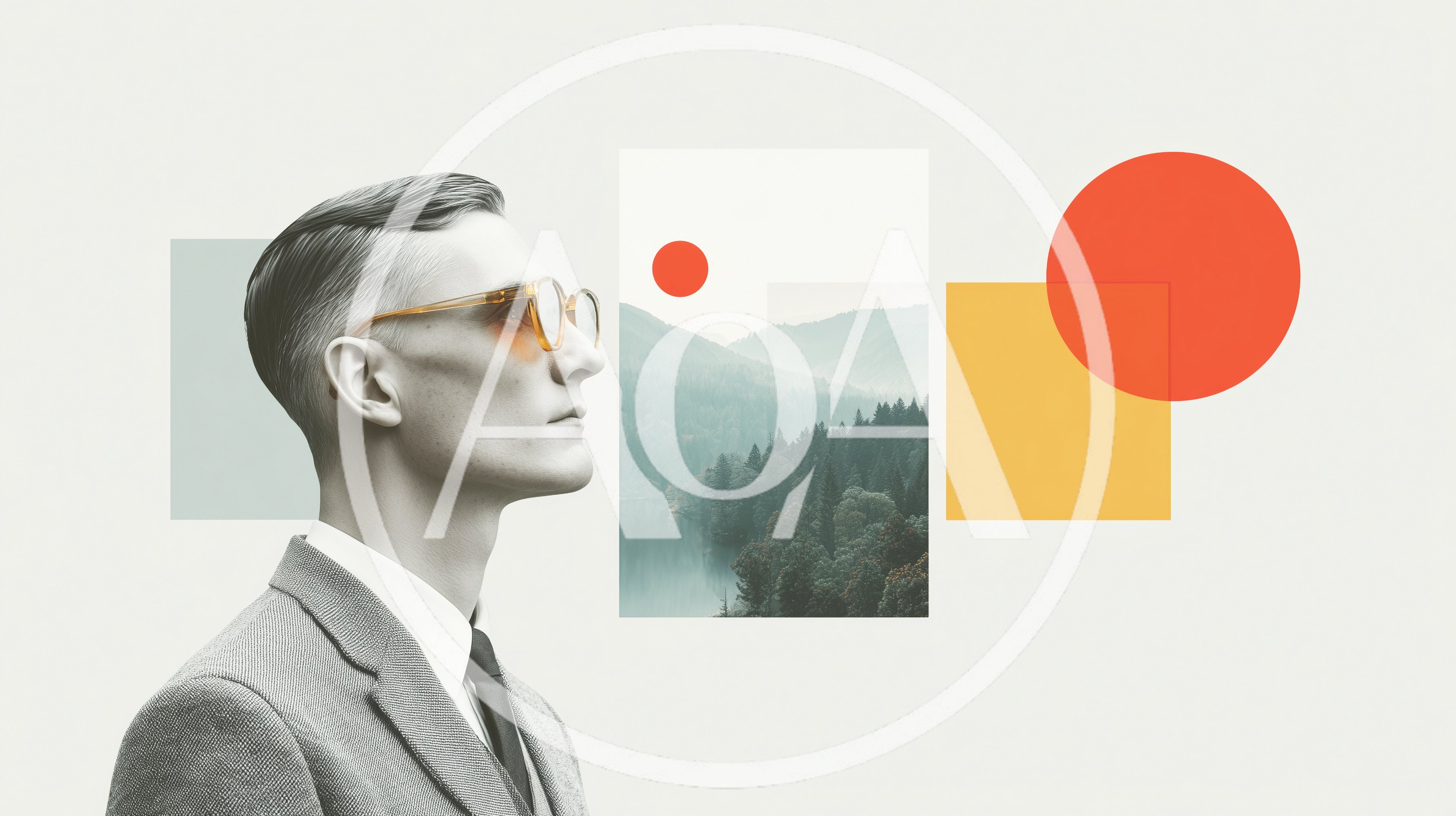 Surreal Portrait Of A Man With Geometric Graphic Elements