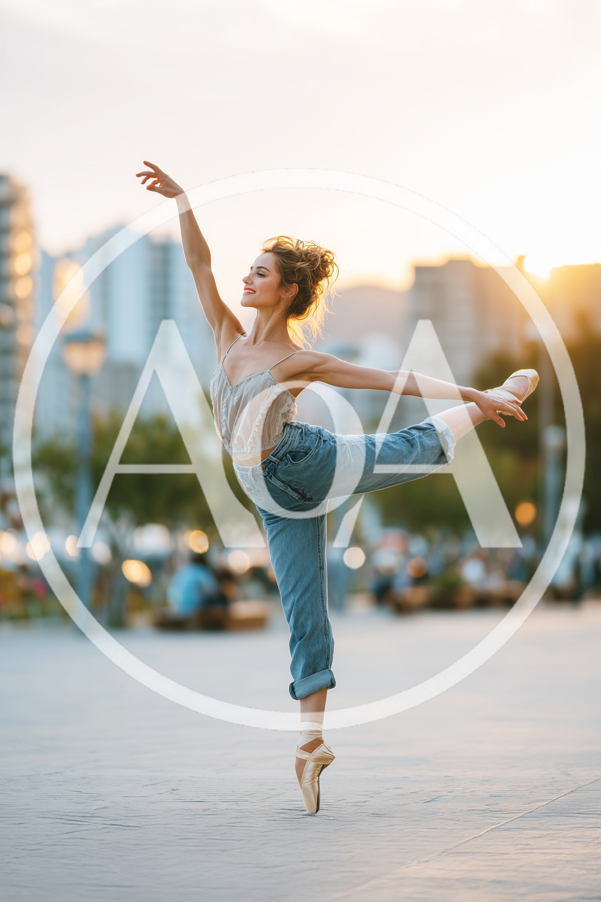 Ballerina Performing Ballet Pose In Casual Clothing