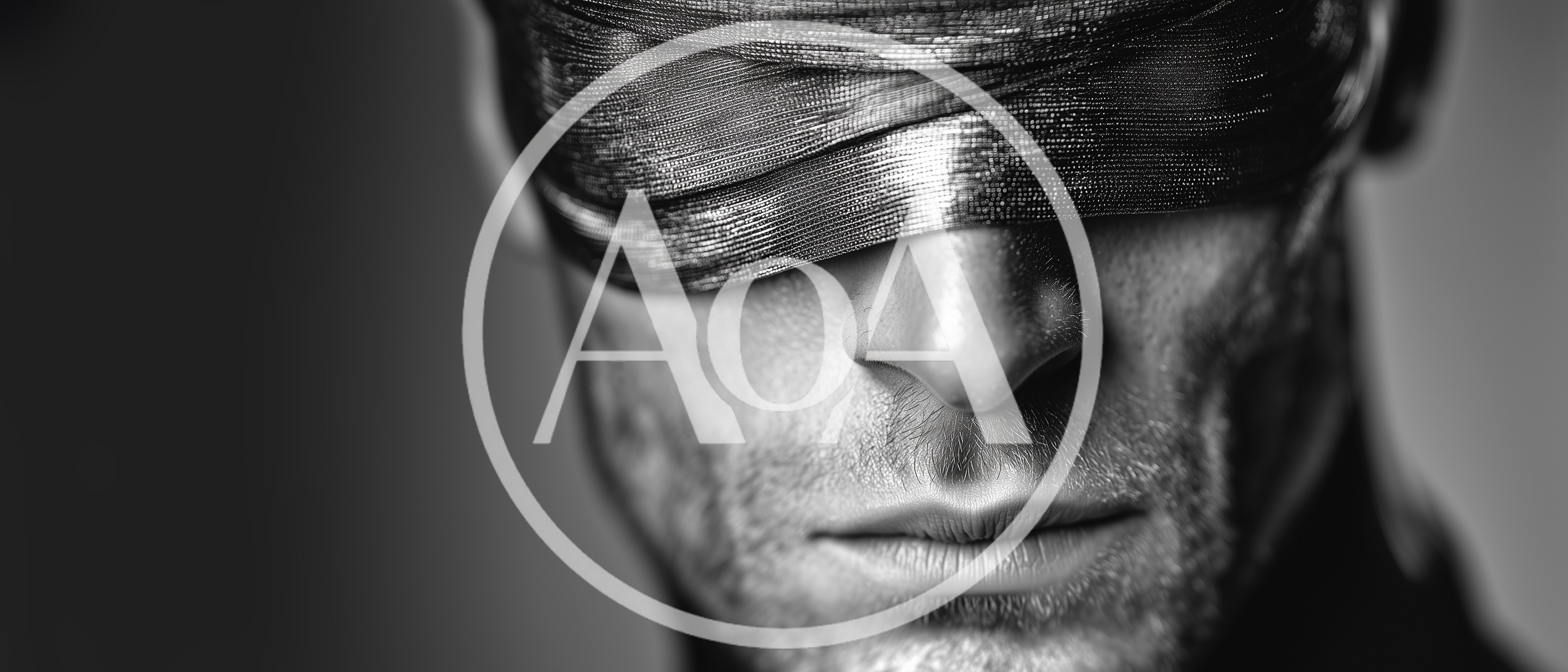 Close Up Portrait Of A Man Wearing A Blindfold