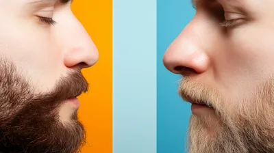 Two Men With Contrasting Beards Facing Each Other