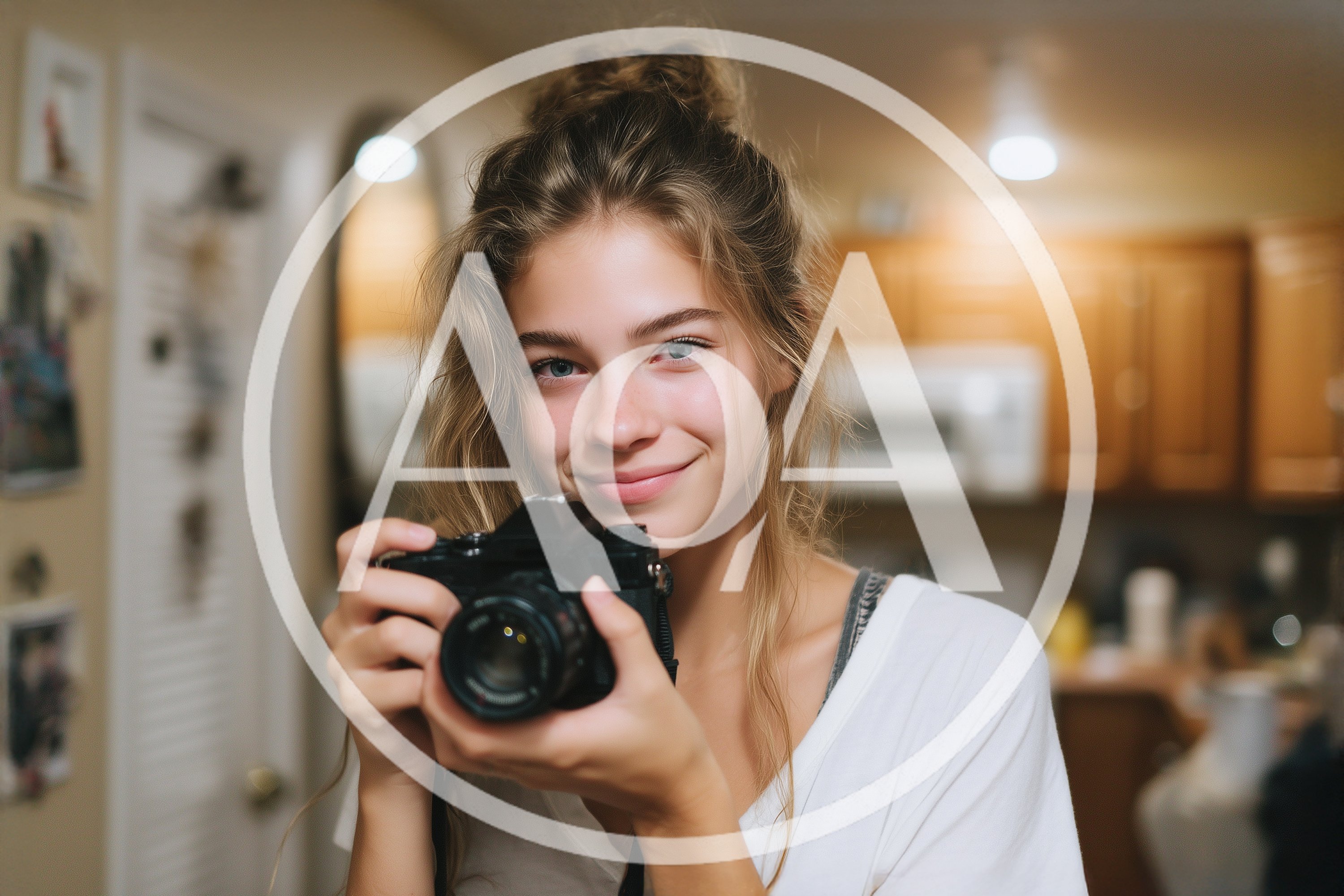 Young Woman Holding A Vintage Film Camera
