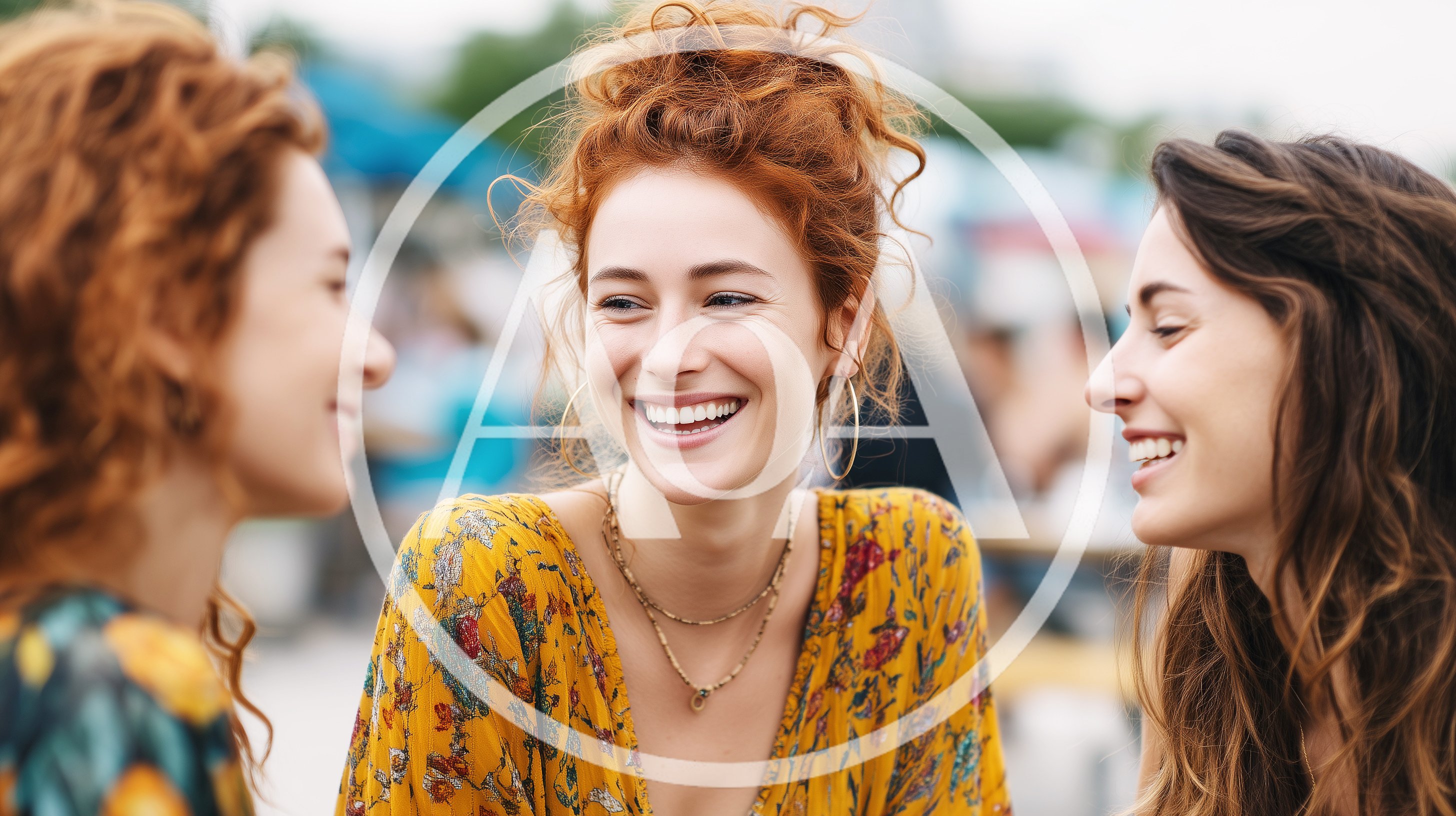 Three Young Women Laughing Together Outdoors