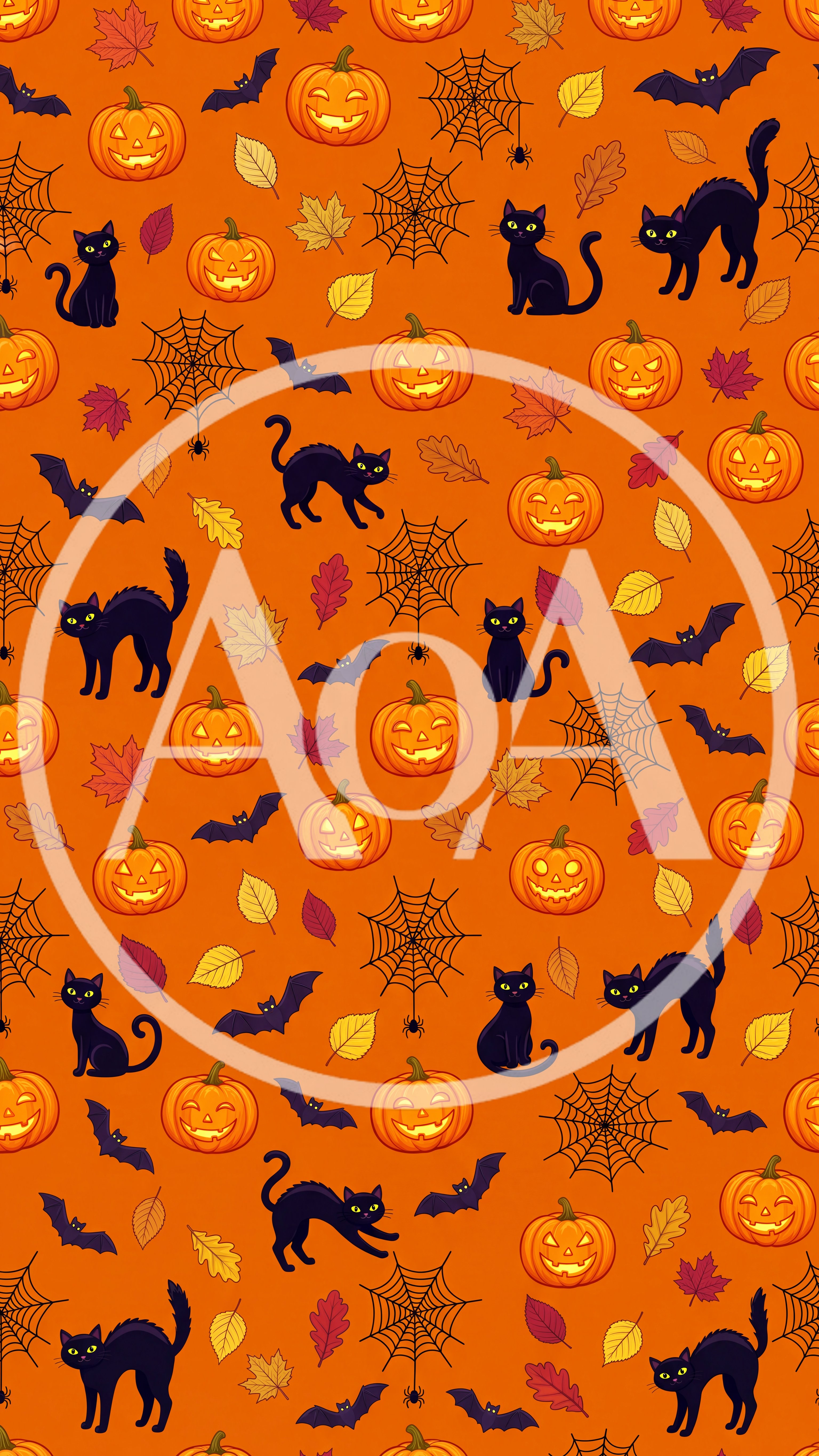 Halloween Seamless Pattern With Pumpkins Cats And Bats