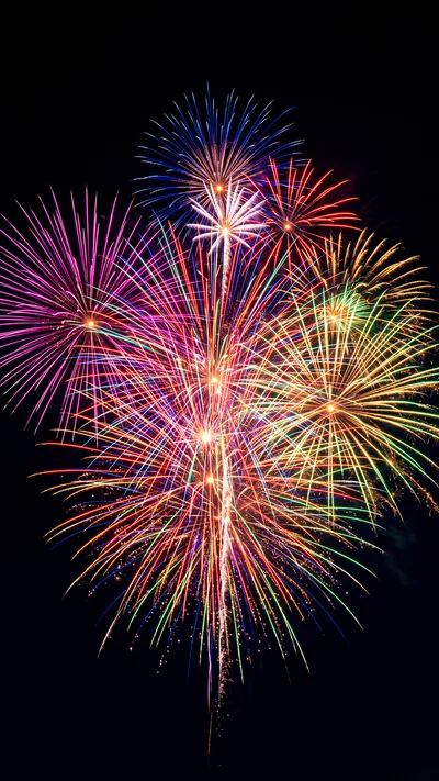 Vibrant Multi-Colored Fireworks Display Against Night Sky