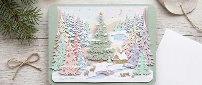 Layered Paper Cutout Christmas Card Scene