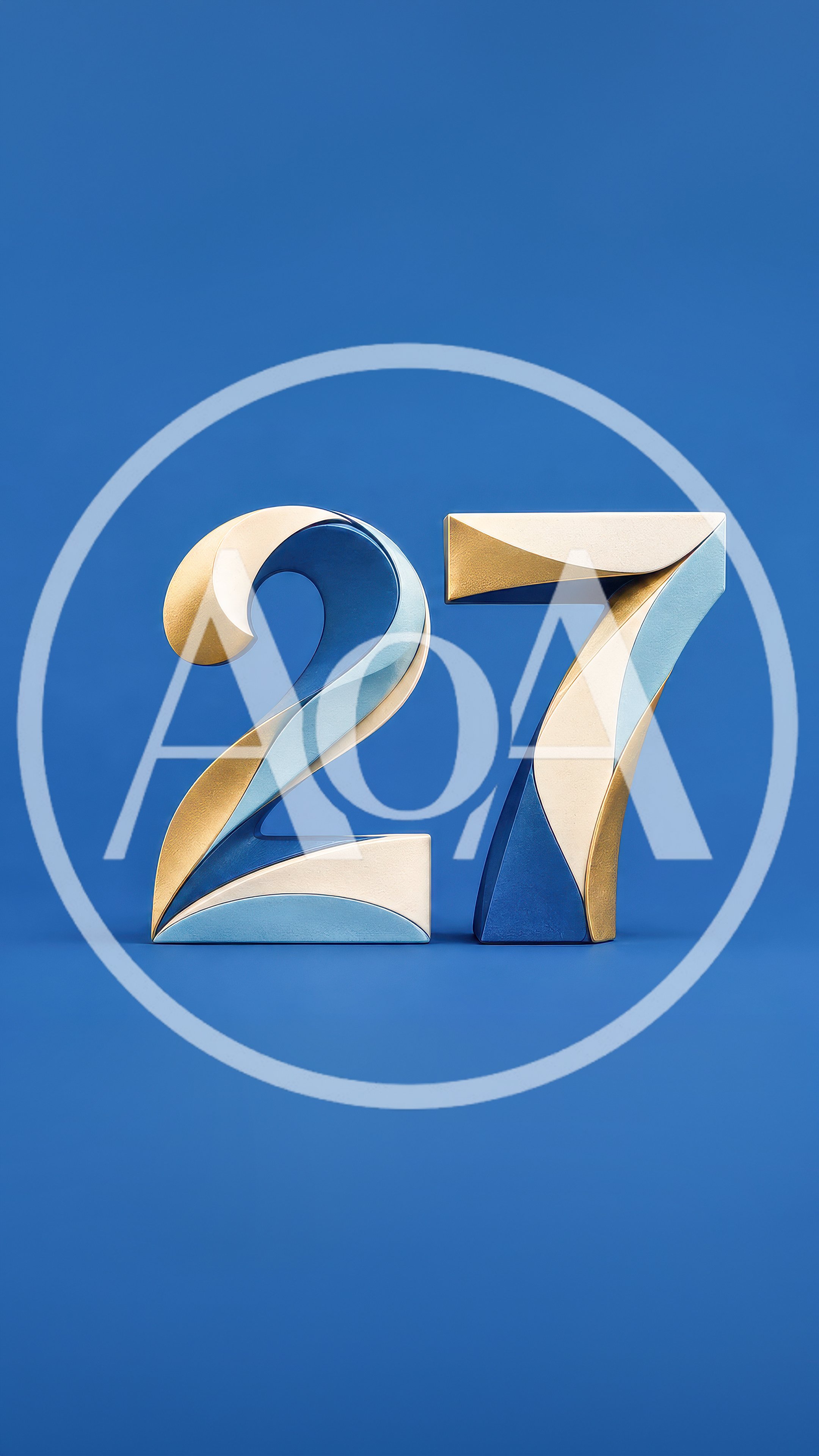 3D Rendered Number Twenty Seven On Blue Background