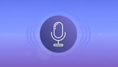 Digital Voice Assistant Microphone Icon On Gradient Background