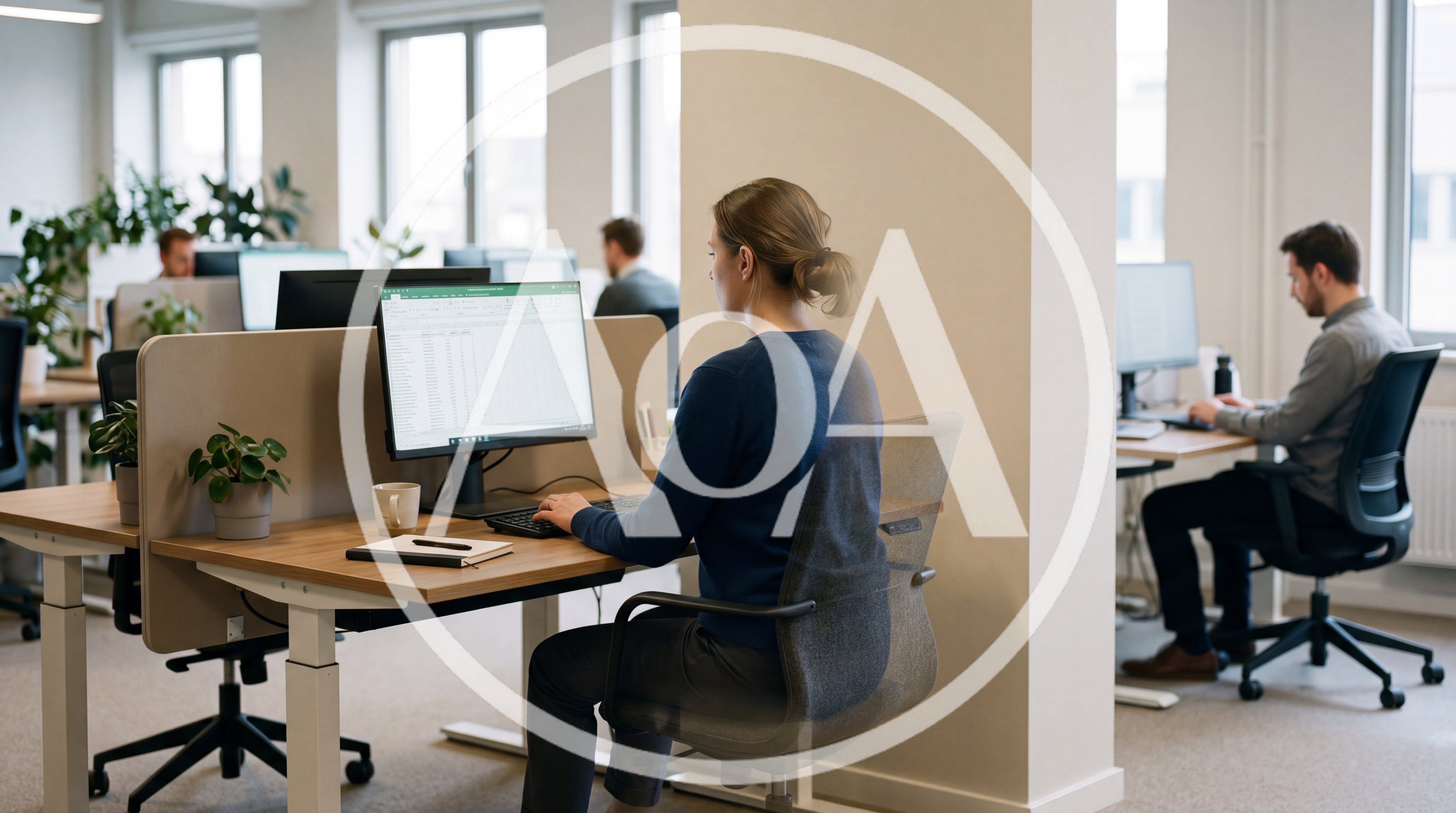 Business Employee working in open plan Office slowly fading away or disappearing as Quiet Quitting and Workplace Disengagement concept