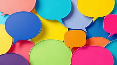 Colorful Speech Bubbles Arranged On A Blue Background
