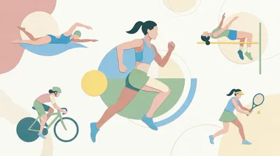 Flat Paper Cutout Illustration of Diverse Female Athletes