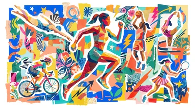 Abstract Collage Of Diverse Female Athletes In Motion