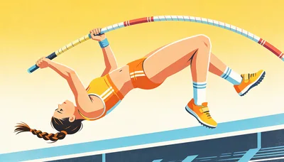 Female Pole Vaulter Clearing The Bar