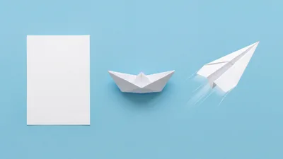 Paper Sheet Boat and Flying Paper Airplane
