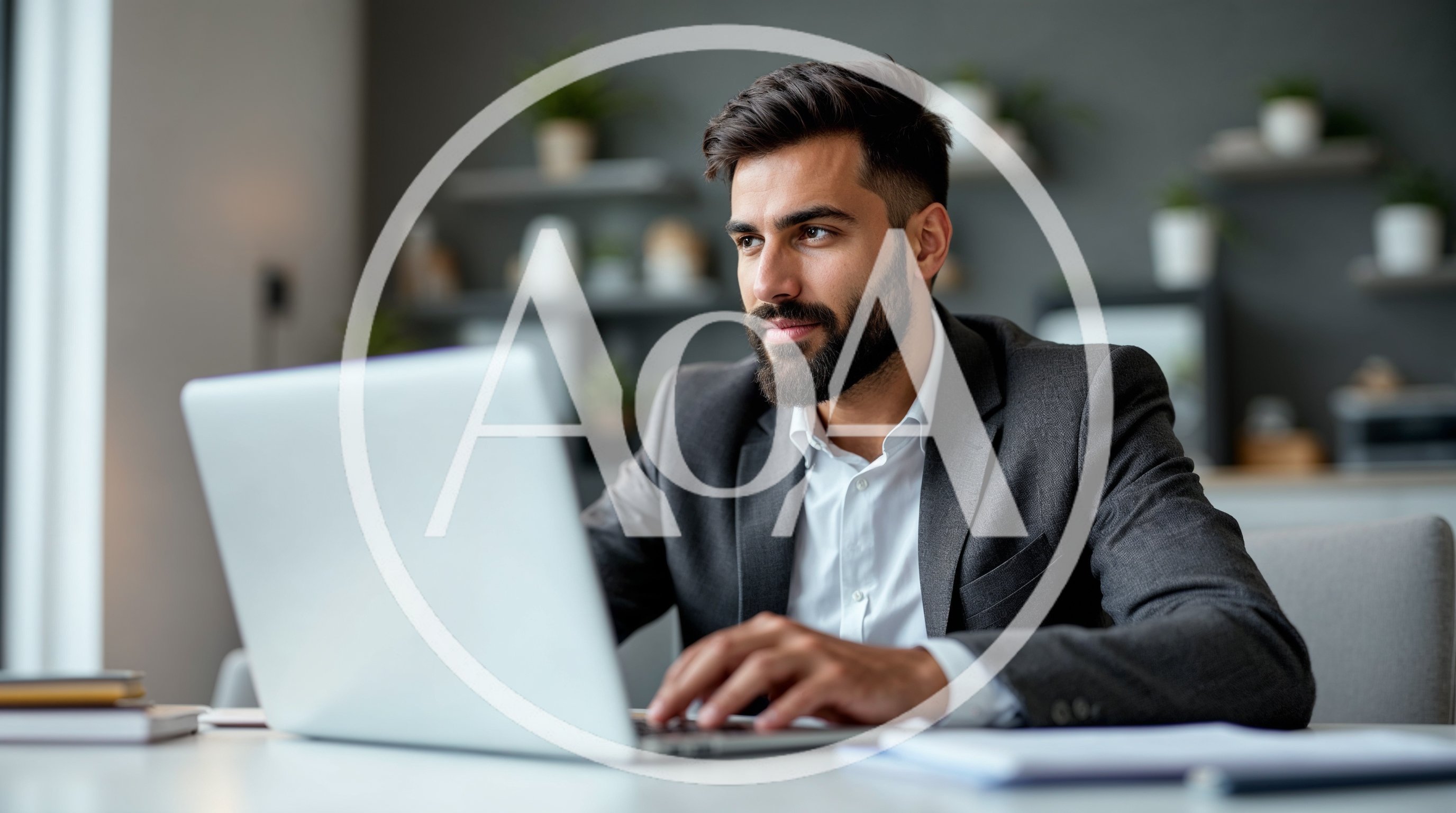 Professional Businessman Working On Laptop In Modern Office