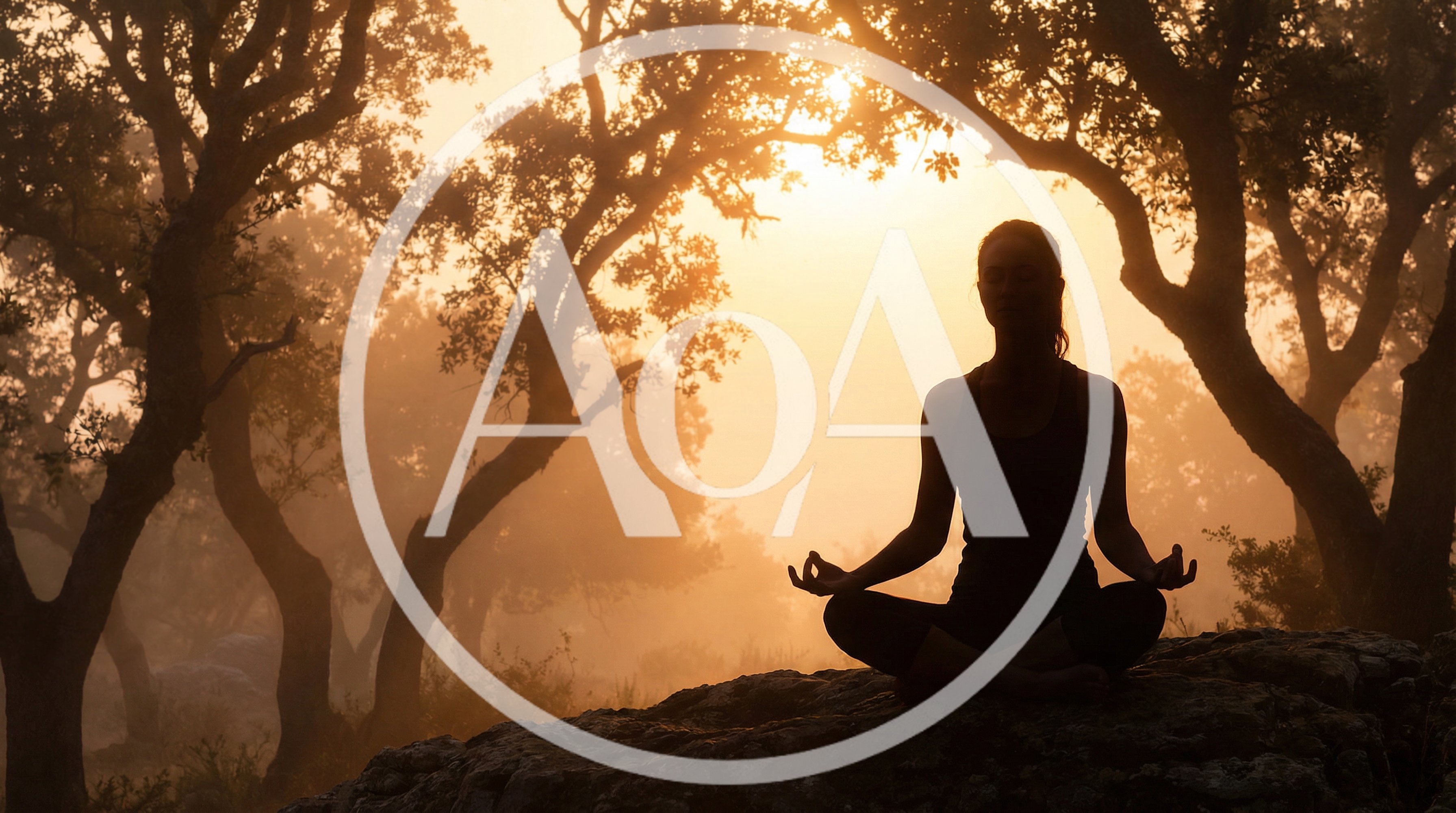 Woman Meditating In Lotus Position At Sunrise