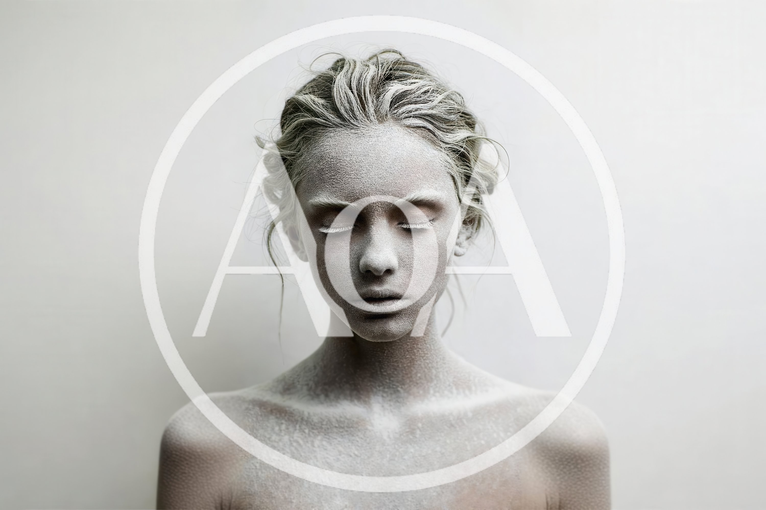 Portrait Of A Woman Covered In White Powder