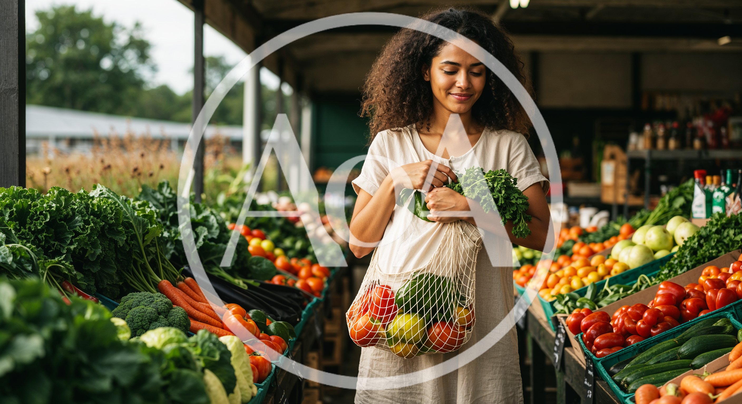 Young Woman Shopping For Fresh Produce At Farmers Market