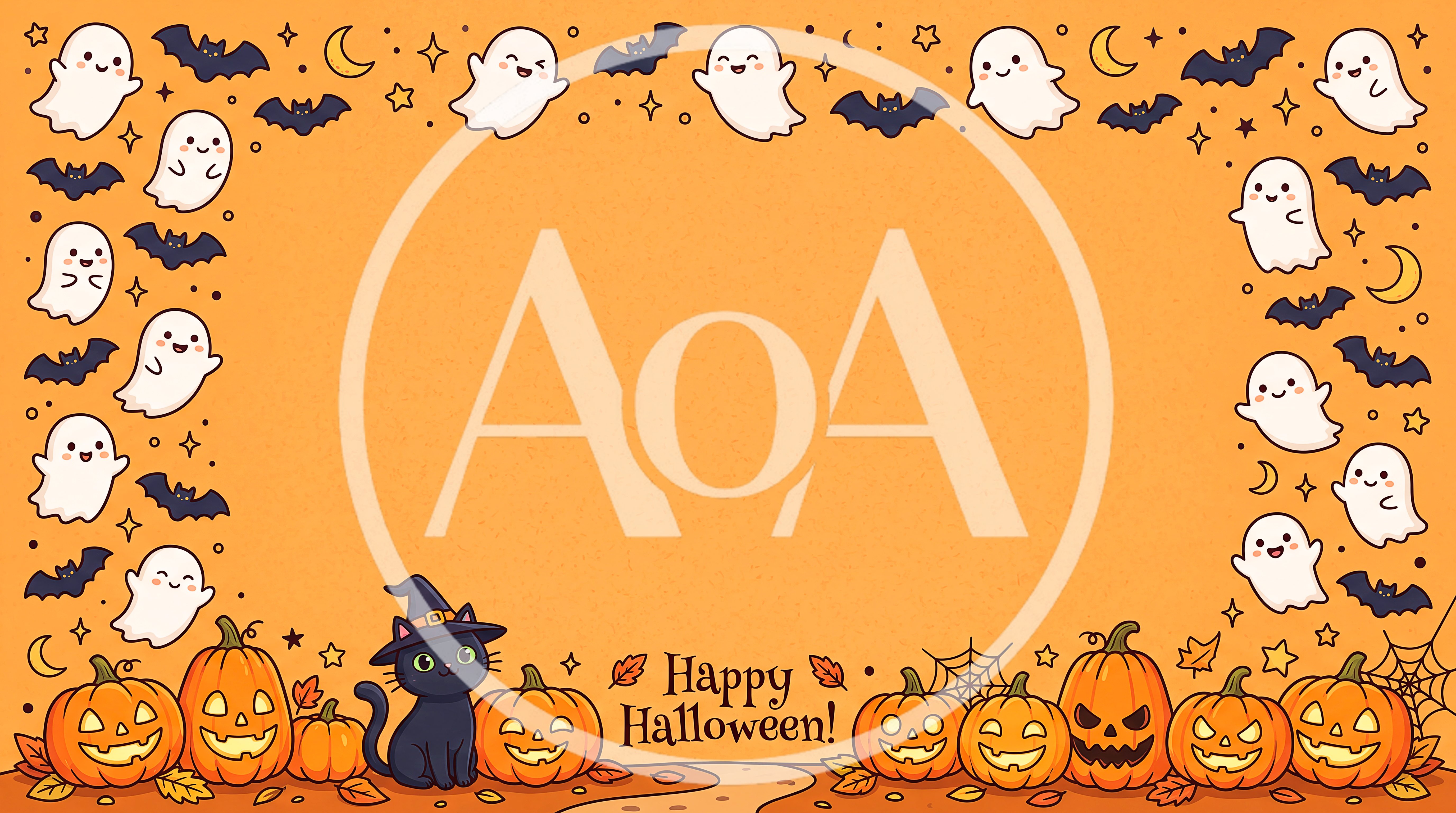 Cute Halloween Border With Ghosts And Pumpkins