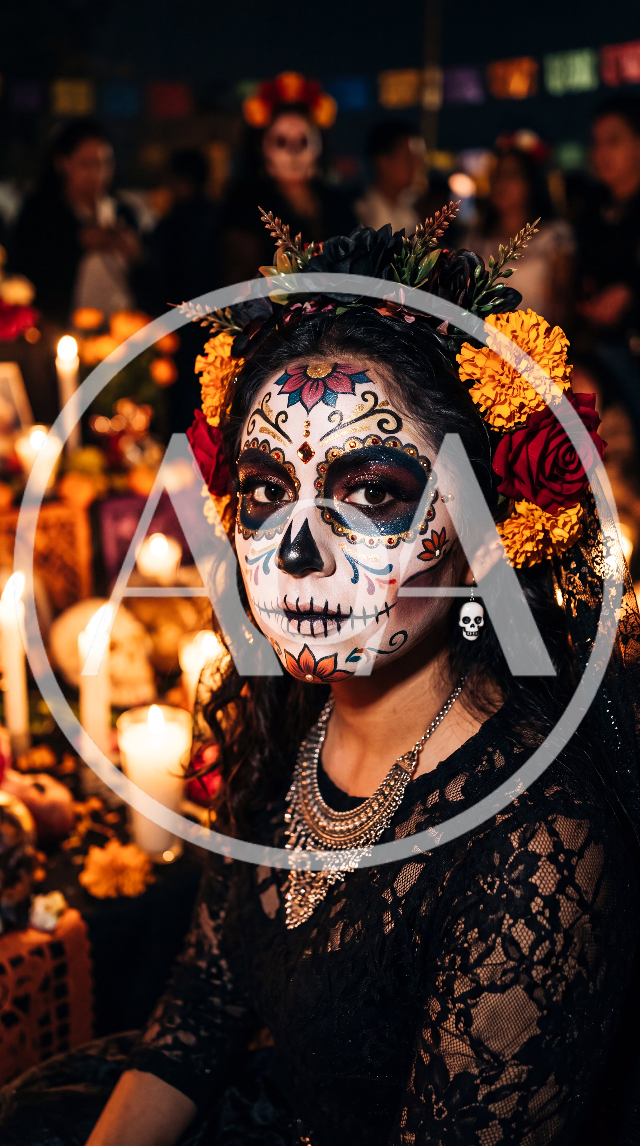 Woman With Traditional Day Of The Dead Makeup