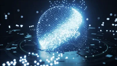 Digital Glowing Particle Sphere With Data Visualization