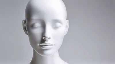 White Mannequin Head With Closed Eyes