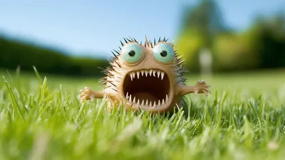 Small Spiky Monster Creature With Wide Open Mouth