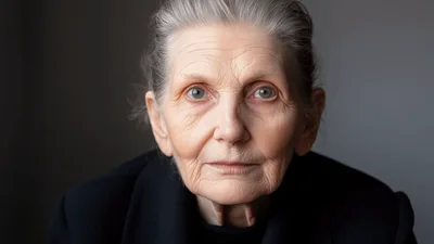 Portrait Of An Elderly Woman With Gray Hair