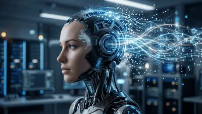 Humanoid Robot Head With Digital Data Streams