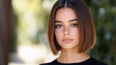 Portrait Of A Young Woman With A Bob Haircut