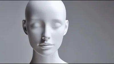 White Mannequin Head With Closed Eyes